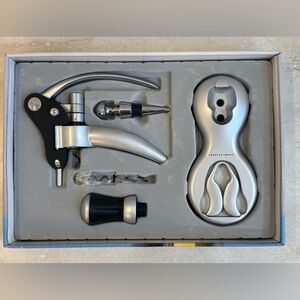 Wine Corkscrew Opener Vacuum Pump Stopper Foil Cutter Set New